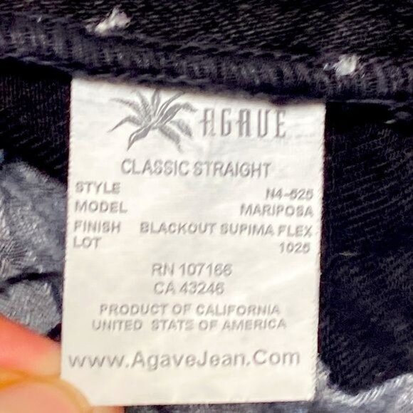 Agave Nectar Premium Denim Classic Straight Blackout Supima Flex Jet Black Jeans - Picture 3 of 13